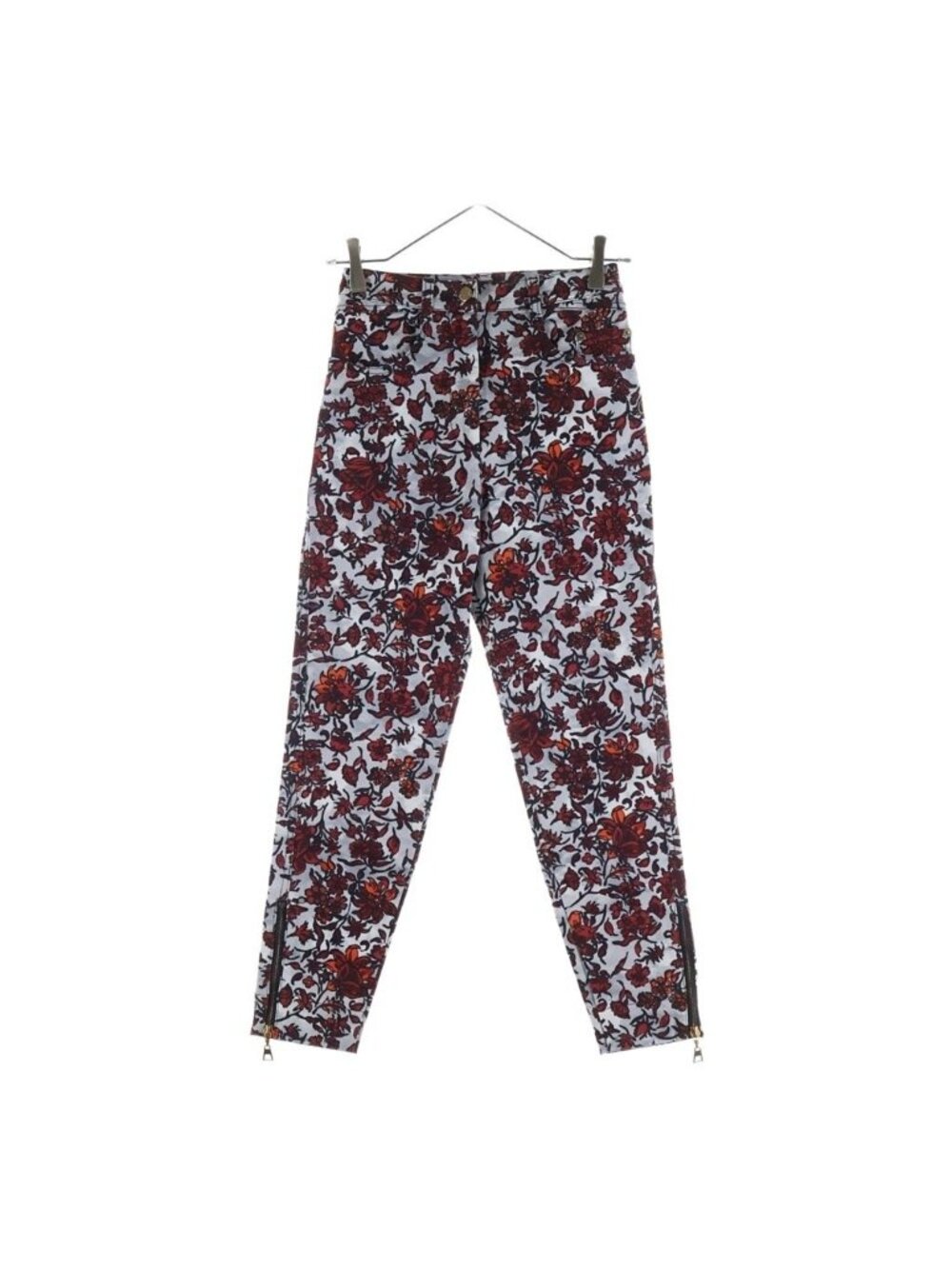 Louis Vuitton Denim Pants Floral Botanical Pattern Gray Red